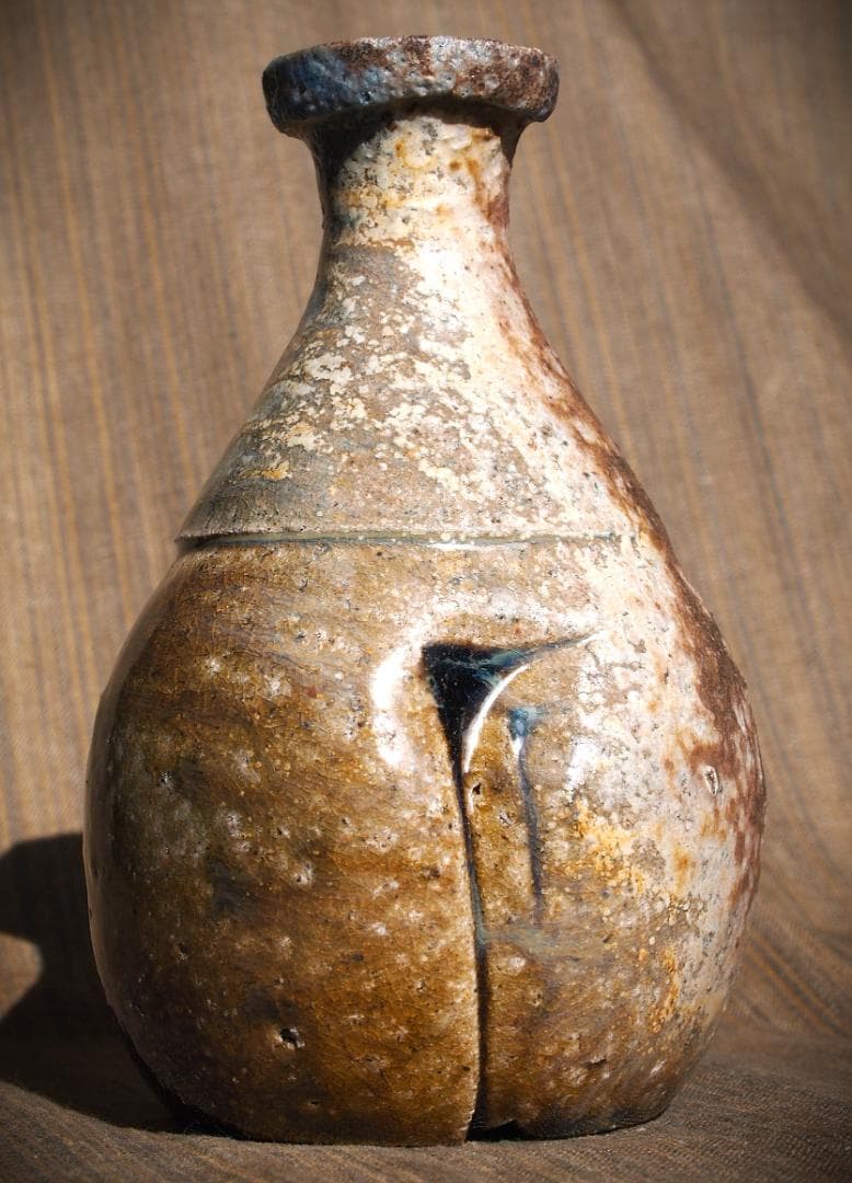 人気作家★大岩智之【師：隠崎隆一】★黒≪青窯変≫備前徳利★共箱