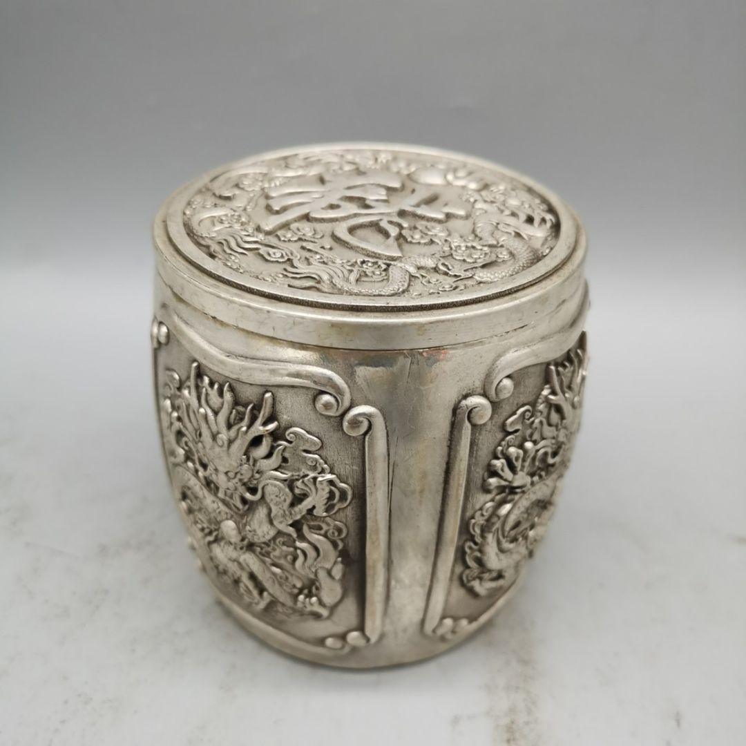 銅製 福字竜紋茶壺 茶桶 茶道具 香道具 装飾品 工芸品 置物