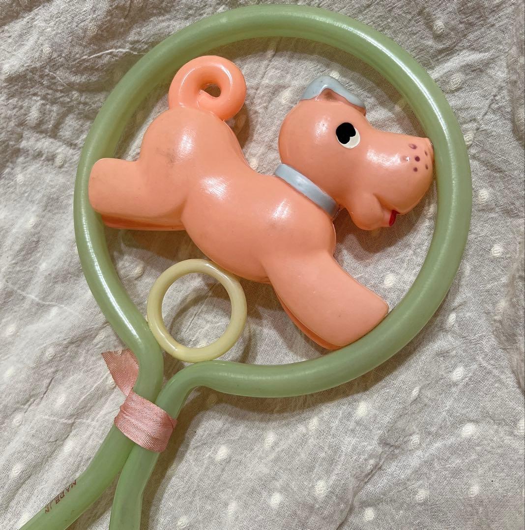 希少　オキュパイドジャパン　レトロ　セルロイド　ガラガラ　赤ちゃん　いぬ　犬