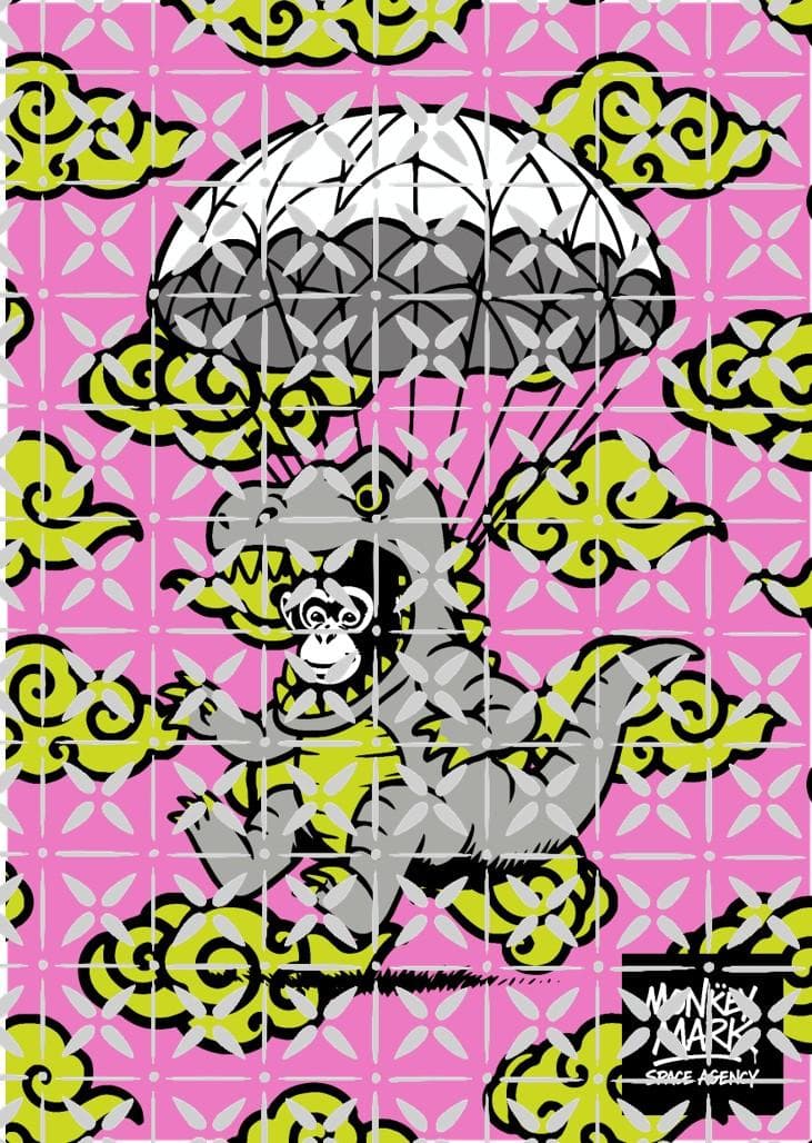 MONKEY MARK ダイノ・パラシュート猿 グラフィックアート A1サイズ