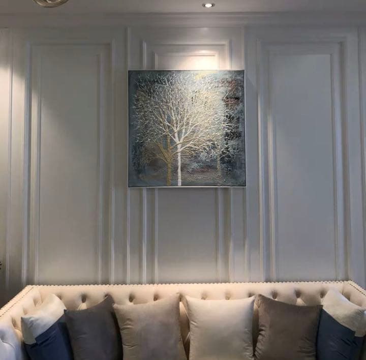 超美品 本日限定価格❣️手描き油絵~冬樹(リビング)