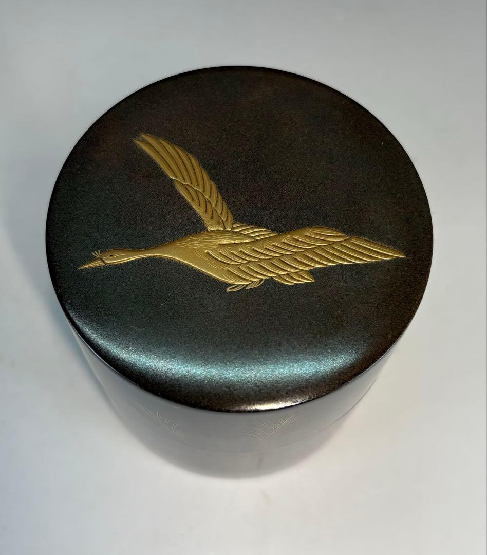 【中古品】中村宗悦造　月に雁蒔絵中次棗（共箱）USED〈税込•送料込〉