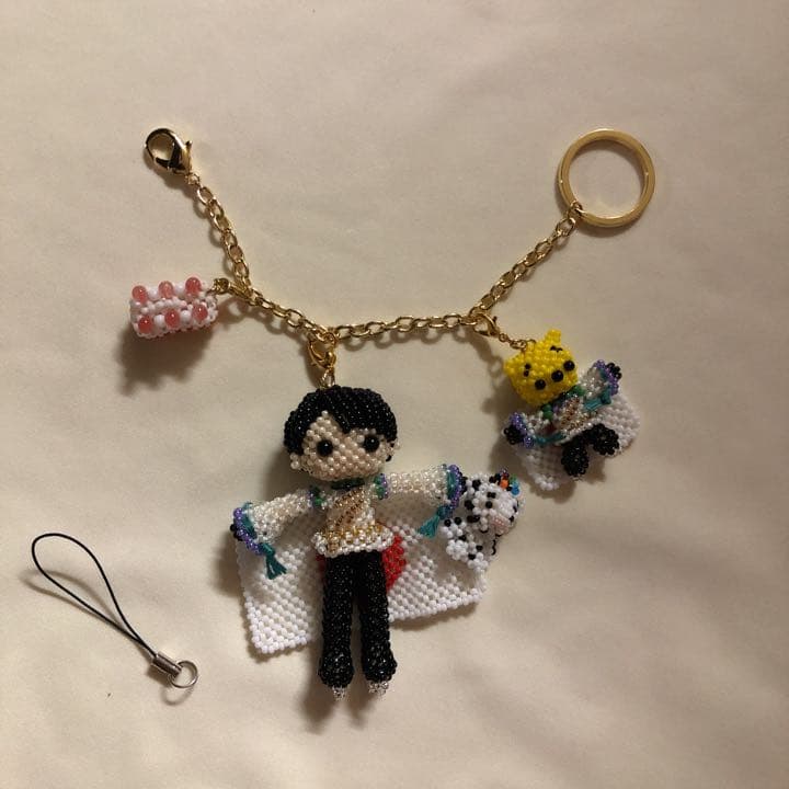 お値下げ⭐︎スケート好き男の子⭐︎あみぐるみビーズストラップチャーム⭐︎3点セット