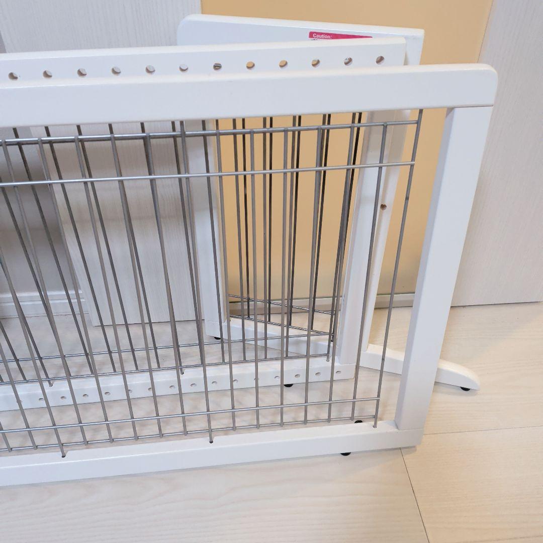 ペット用 木製おくだけゲート ホワイト　ワイド