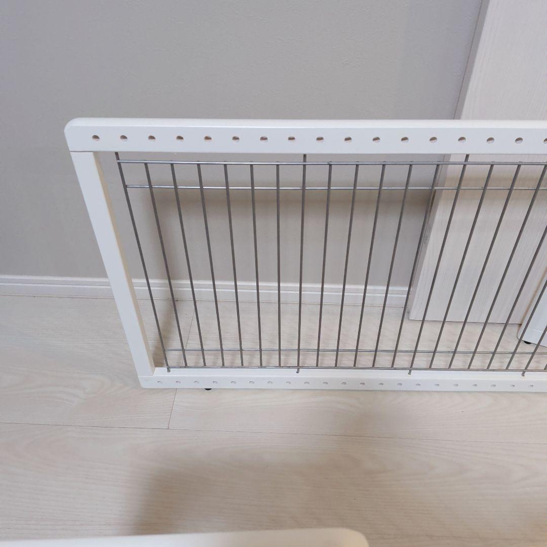 ペット用 木製おくだけゲート ホワイト　ワイド