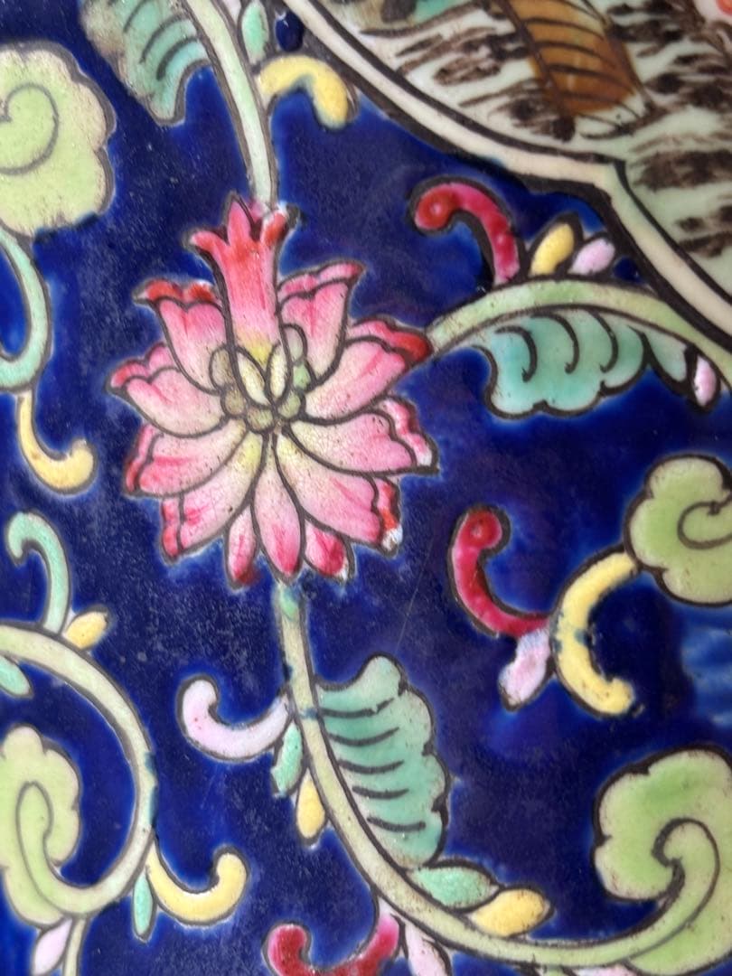 中国古美術 清末民国時代　粉彩大壺　大罐　開光山水風景文　高さ30cm