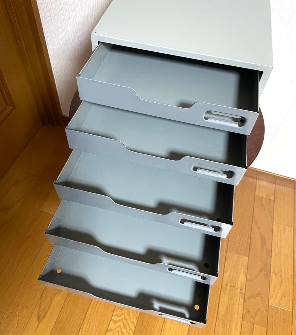 スチール書類ケース 5段 小引出し 書類棚 収納 レターケース オフィス レトロ
