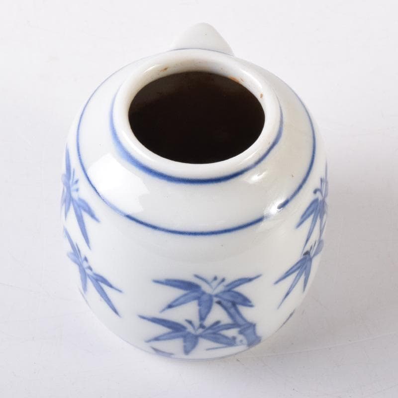 茶道具　染付　竹文　茶入　時代箱付　V　7289