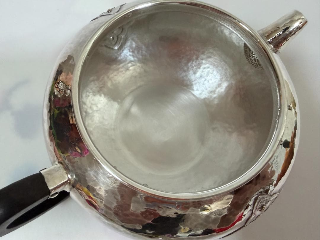 純銀製 唐草花文 急須 銀瓶 煎茶道具