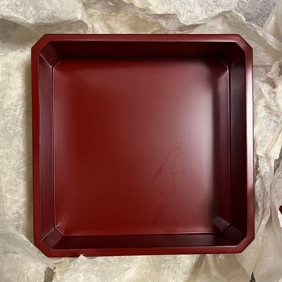 相田啓介　隅切重　本漆塗　会津塗　朱　うるし　お重箱 重箱 三段重 漆器