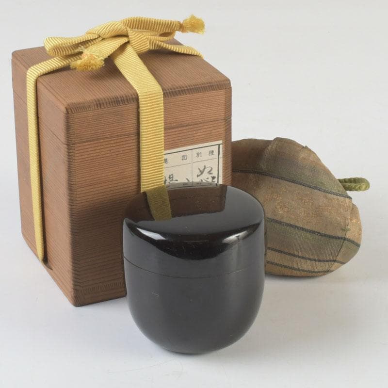 茶道具　黒漆　小棗　仕覆付　住山楊甫極め箱　V　9859