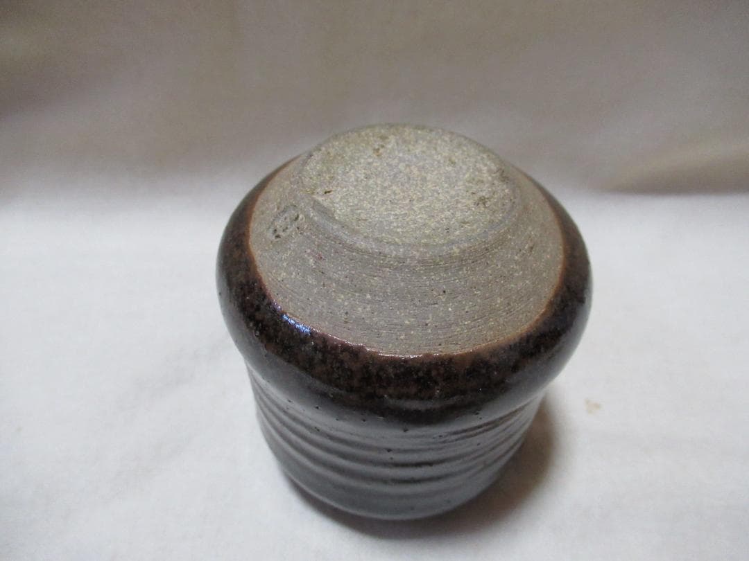 膳所焼　翁写　茶入　共箱