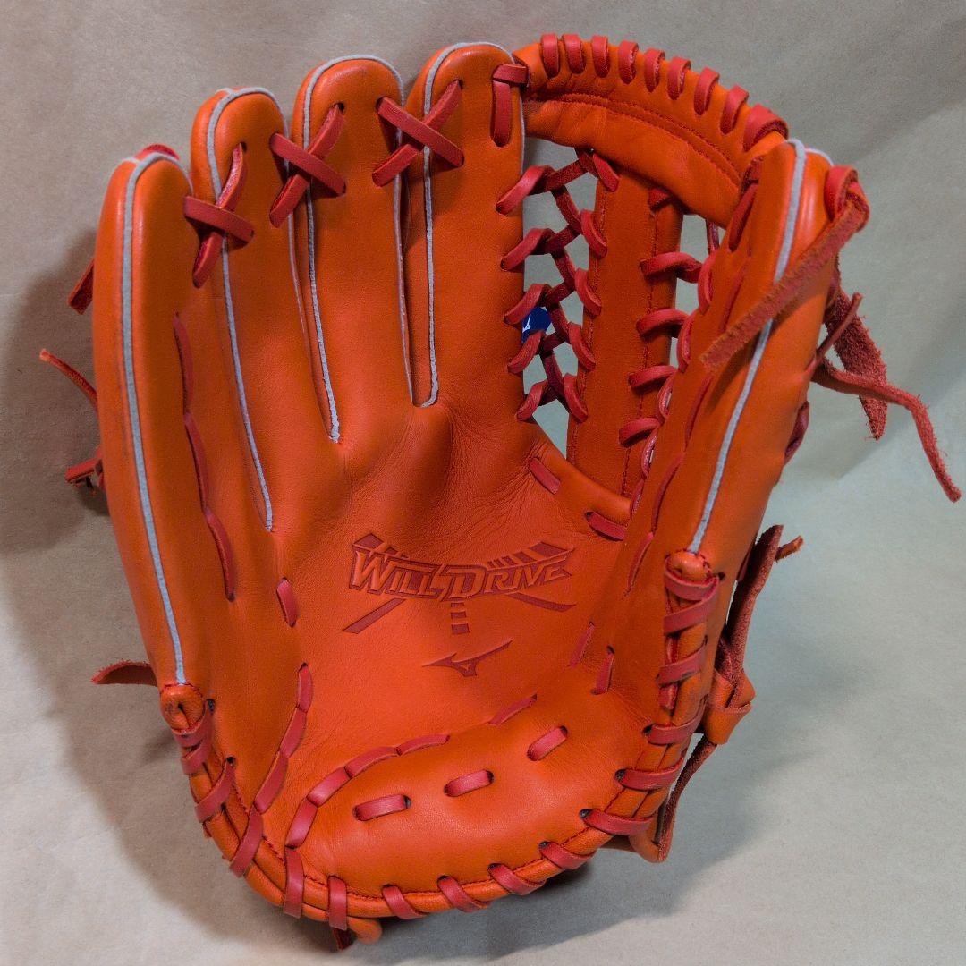 ミズノ:左投げ用:軟式用グラブ:外野手用:サイズ14:オレンジ