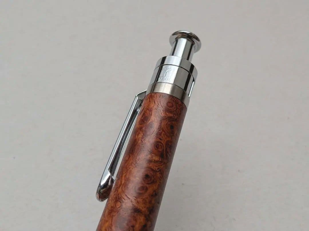 【上杢・美品】工房楔 花梨瘤 ルーチェペン ボールペン 濃赤 木軸 箱付き