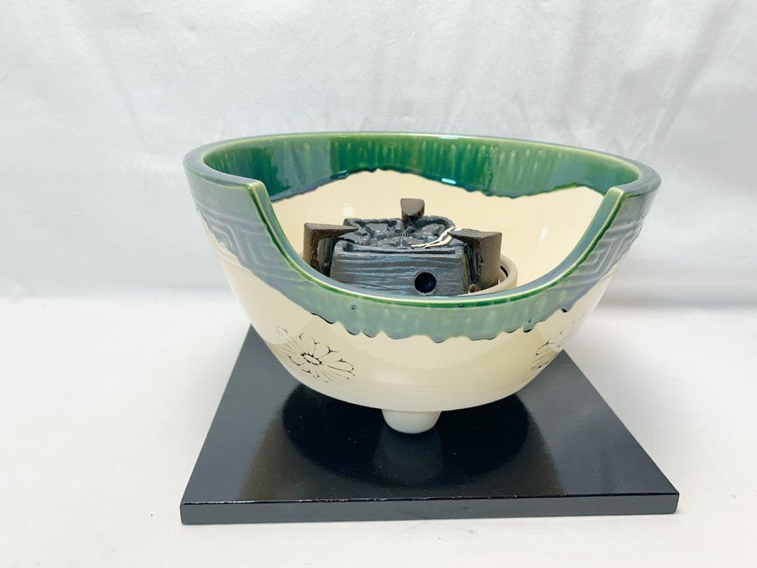 美品 茶道具 高橋敬典 間取松竹地紋 羽子板釜 野々田織部 風炉型電熱器 共箱
