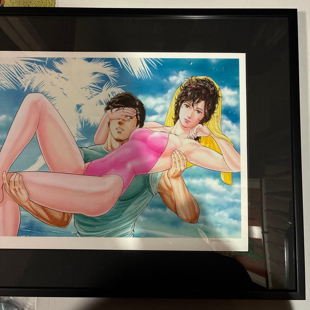 北条司 『CITY HUNTER』 冴羽獠 & 槇村香 複製原画 直筆サイン入り