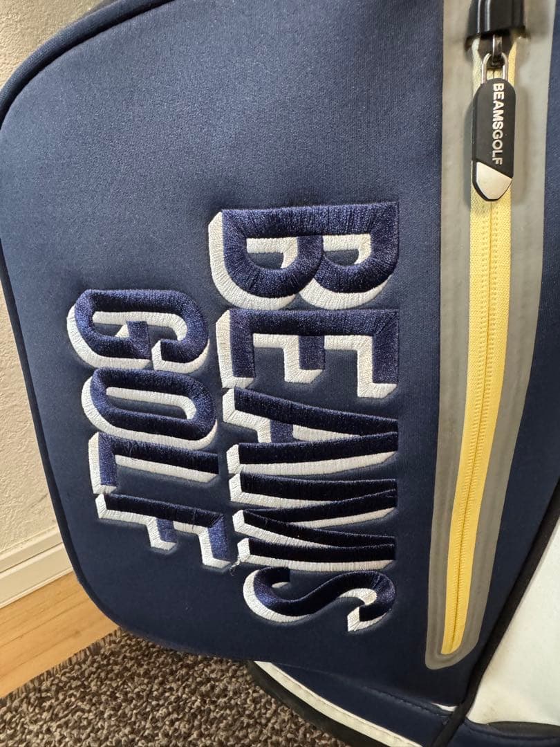 BEAMS GOLF スタンドキャディバッグ ネイビー/ホワイト 中古品