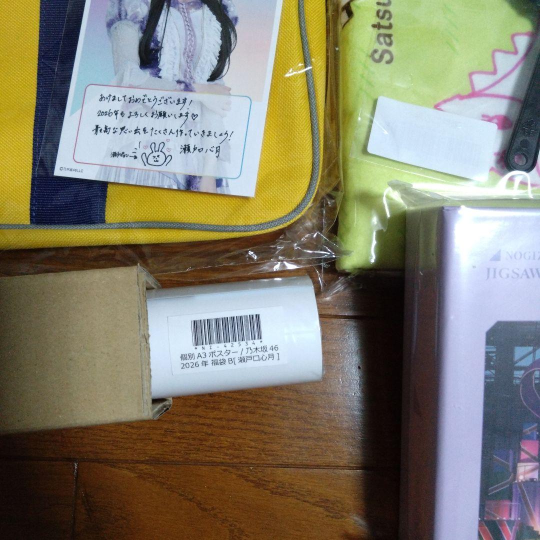 乃木坂46　瀬戸口心月　福袋B　グッズのみ　うちわ　バッグ　クッション