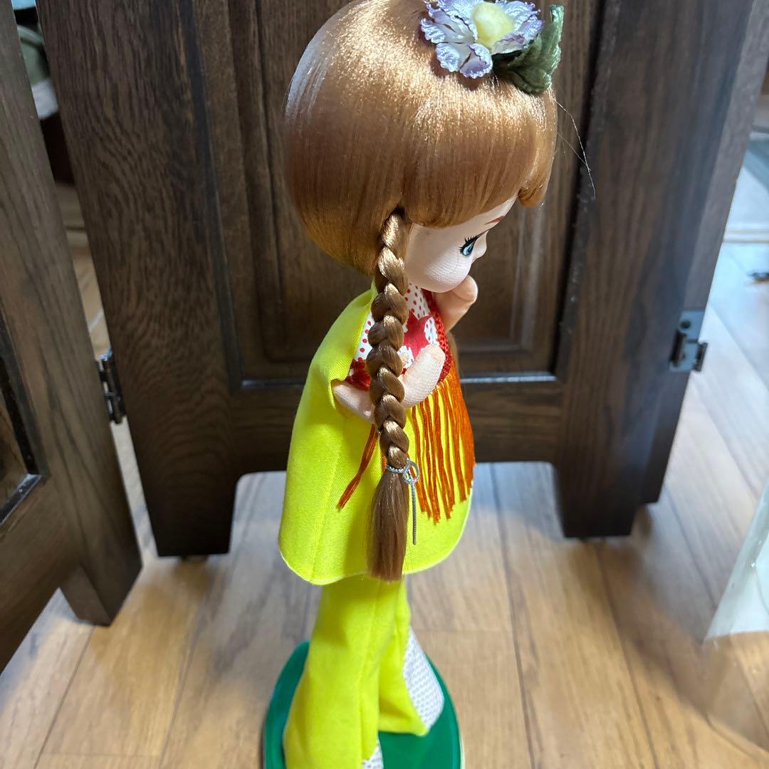 昭和 レトロ ポーズ人形 アンティーク ドール ロングヘア 女の子 飾り ケース