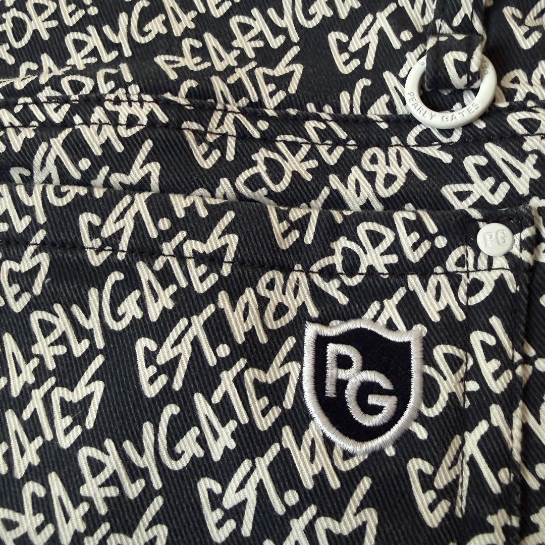 防寒　蓄熱　裏地付き　パーリーゲイツ　パンツ　総柄　M〜L相当　紺　白　4