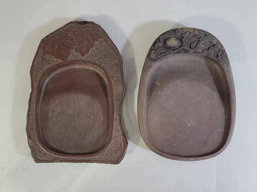 中国古玩 美術工芸品 書道具7点セット「中国木箱付 端渓硯2個 唐墨4個