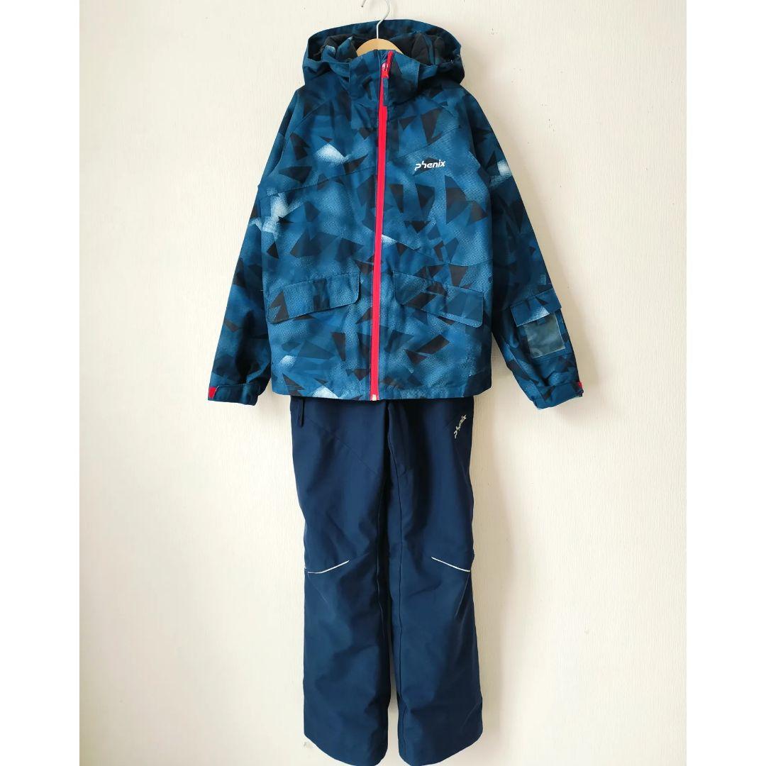 極美品 PHENIX フェニックス スキーウェア 上下150 幾何学 ネイビー