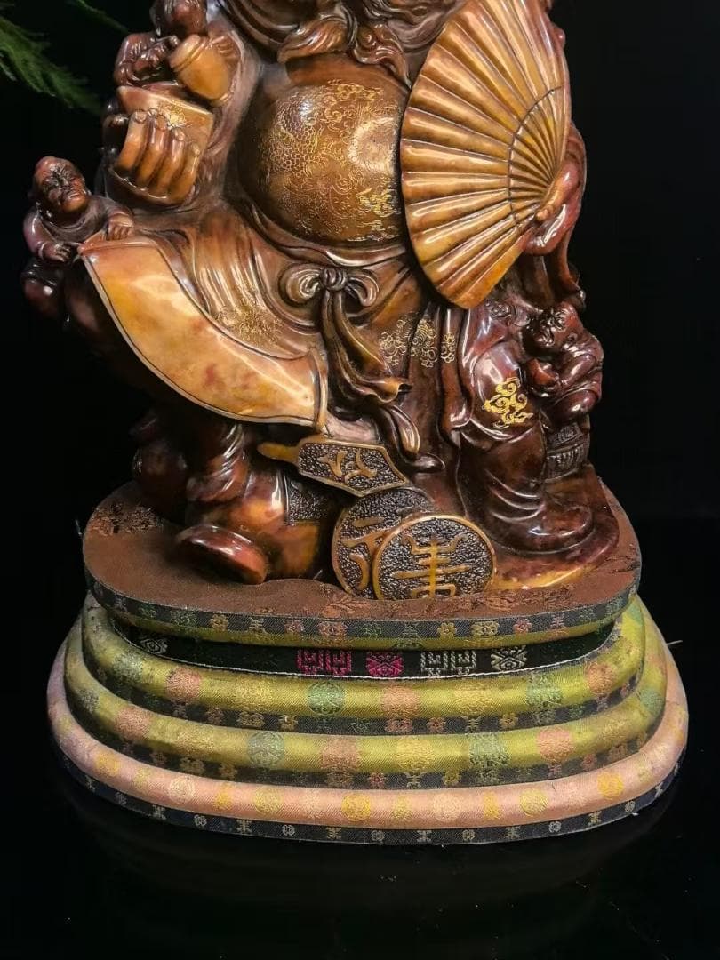 天師鍾馗の印鑑・寿山石极品月尾紫彫り｜宗教美術｜吴昌碩作款｜細密彫｜風水置物