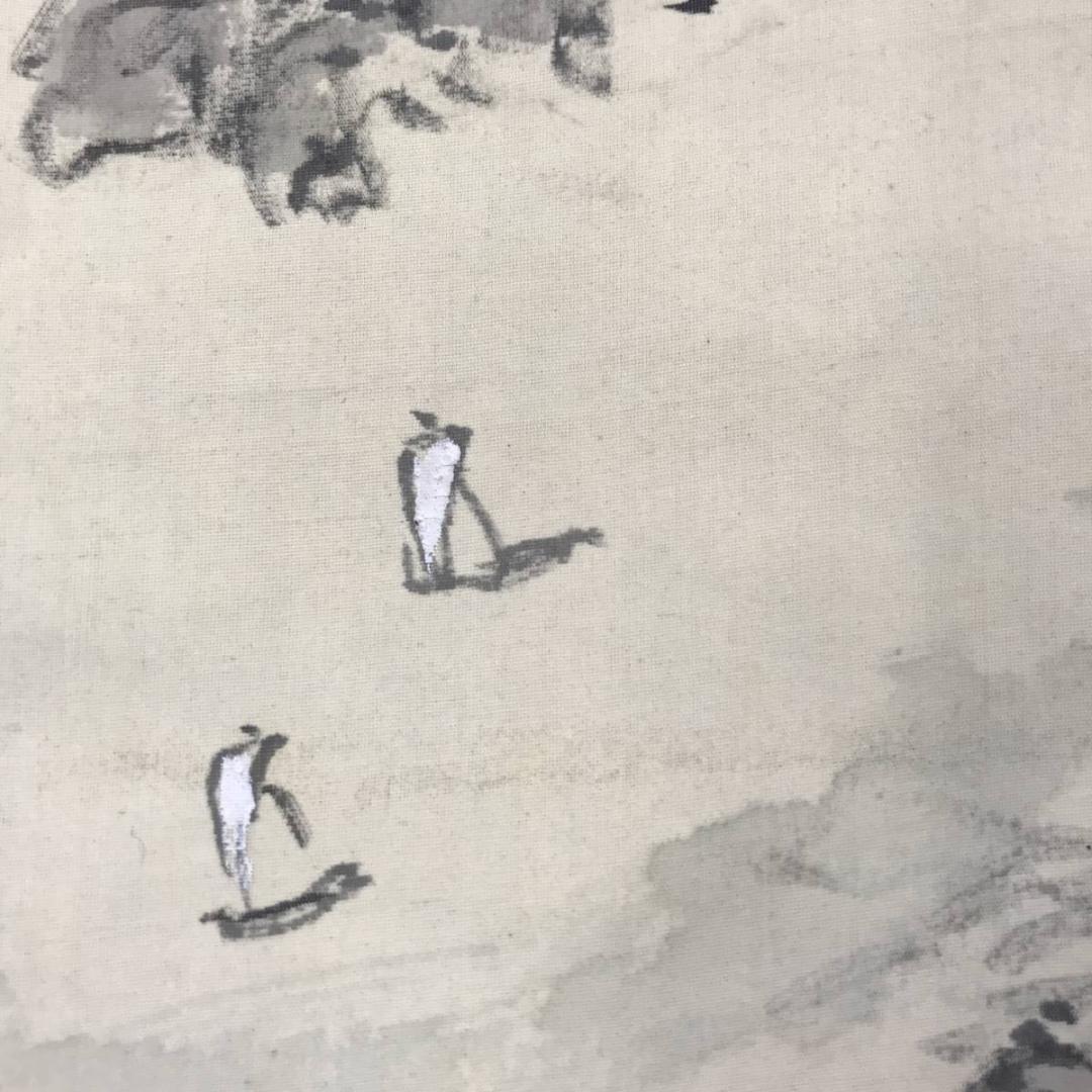 【真作】若狭物外/室戸岬画賛/山水図/掛軸/名家伝来/AC-600