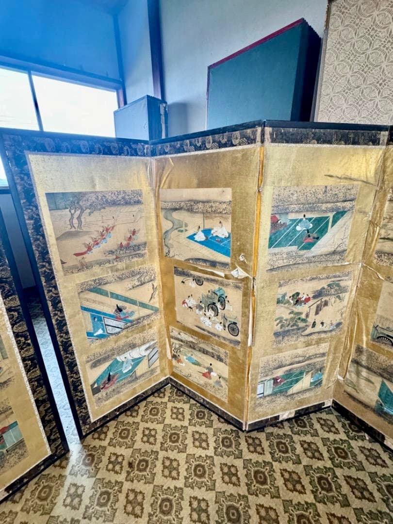 ヴィンテージ屏風 六曲一双 全36図 江戸〜明治 和風美術 2屏風セット