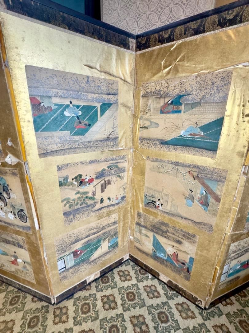 ヴィンテージ屏風 六曲一双 全36図 江戸〜明治 和風美術 2屏風セット