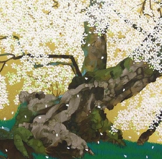 中島千波「石部の桜（福島県）」シルクスクリーン 約12号 直筆サイン 証明シール