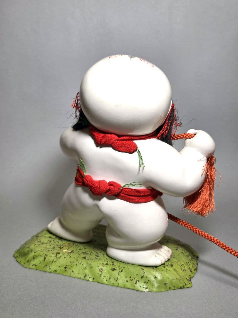 古い御所人形 　小槌引き車　木目込人形