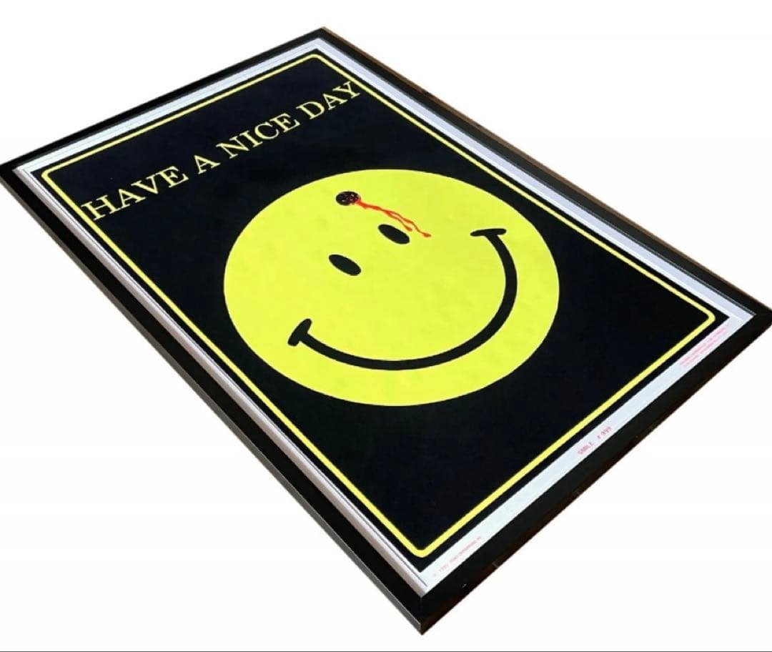 1995 ぶち抜きスマイル vintage ポスター フェルト 額装付き