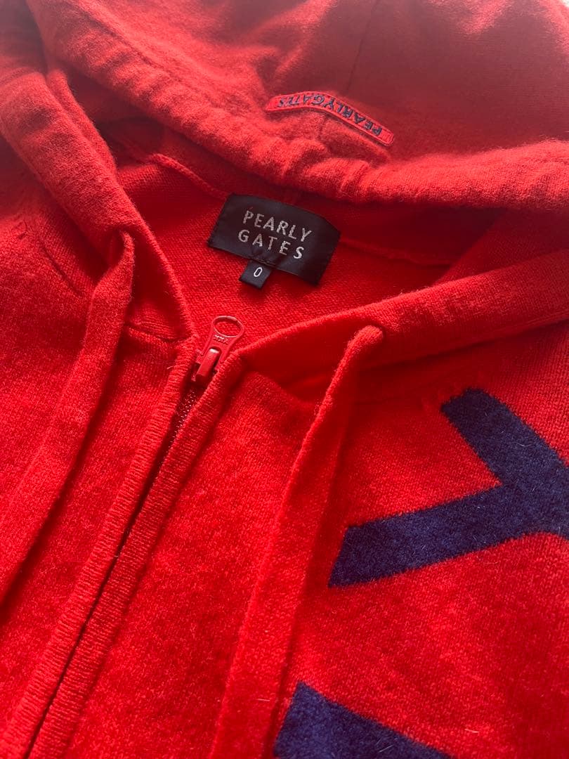 パーリーゲイツ　ビッグロゴカシミヤ100％柔らかあったかニットジップパーカー