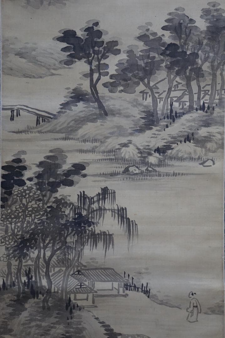 福田半香 山水の図 肉筆 落款 掛け軸 骨董 中国絵画・渡辺崋山師事 静岡の人