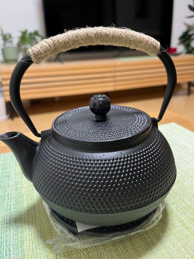 【未使用美品】南部鉄器0.6L　鐵瓶　茶器　茶道具　釜敷付き　伝統工芸