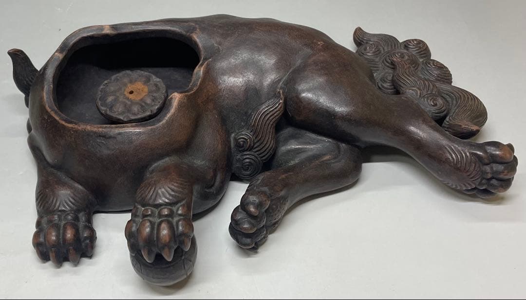 古備前　玉乗り　獅子香炉 　bg410