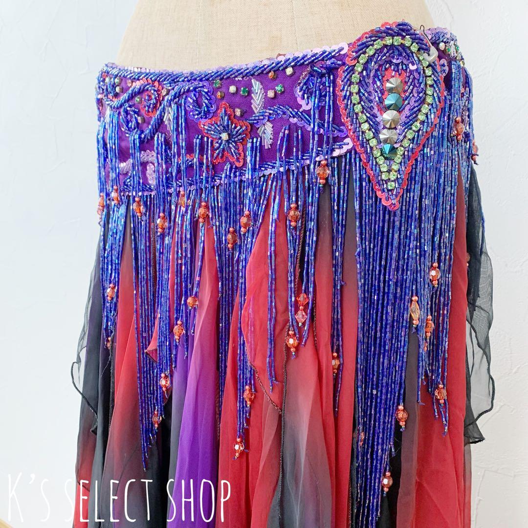 【MAY】トルコ製 ベリーダンス 衣装 フレアスカート パープル