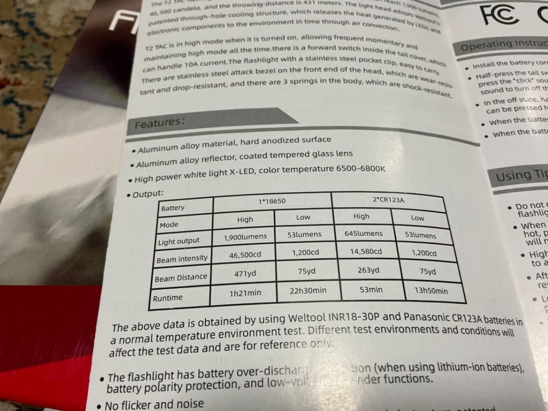 Weltool T2 TAC 1900ルーメン　タクティカルフラッシュライト