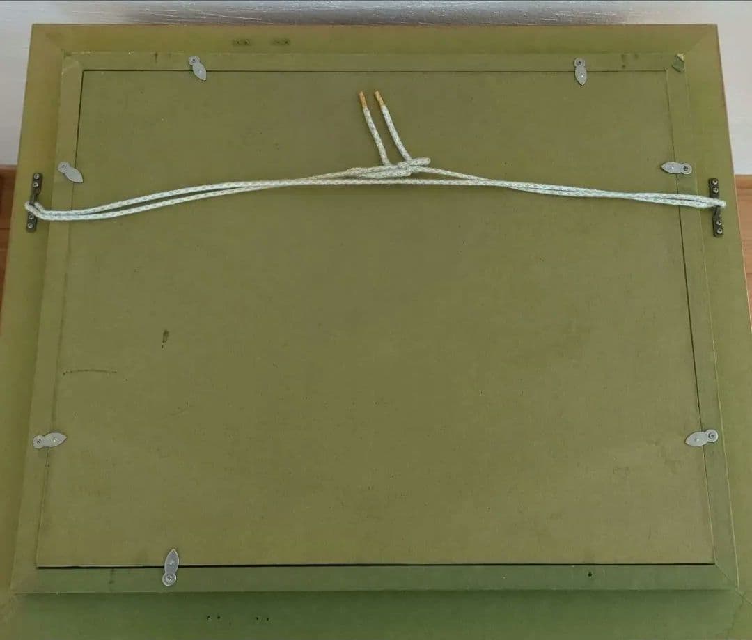 赤富士 水口新一　油彩画 金色フレーム付き