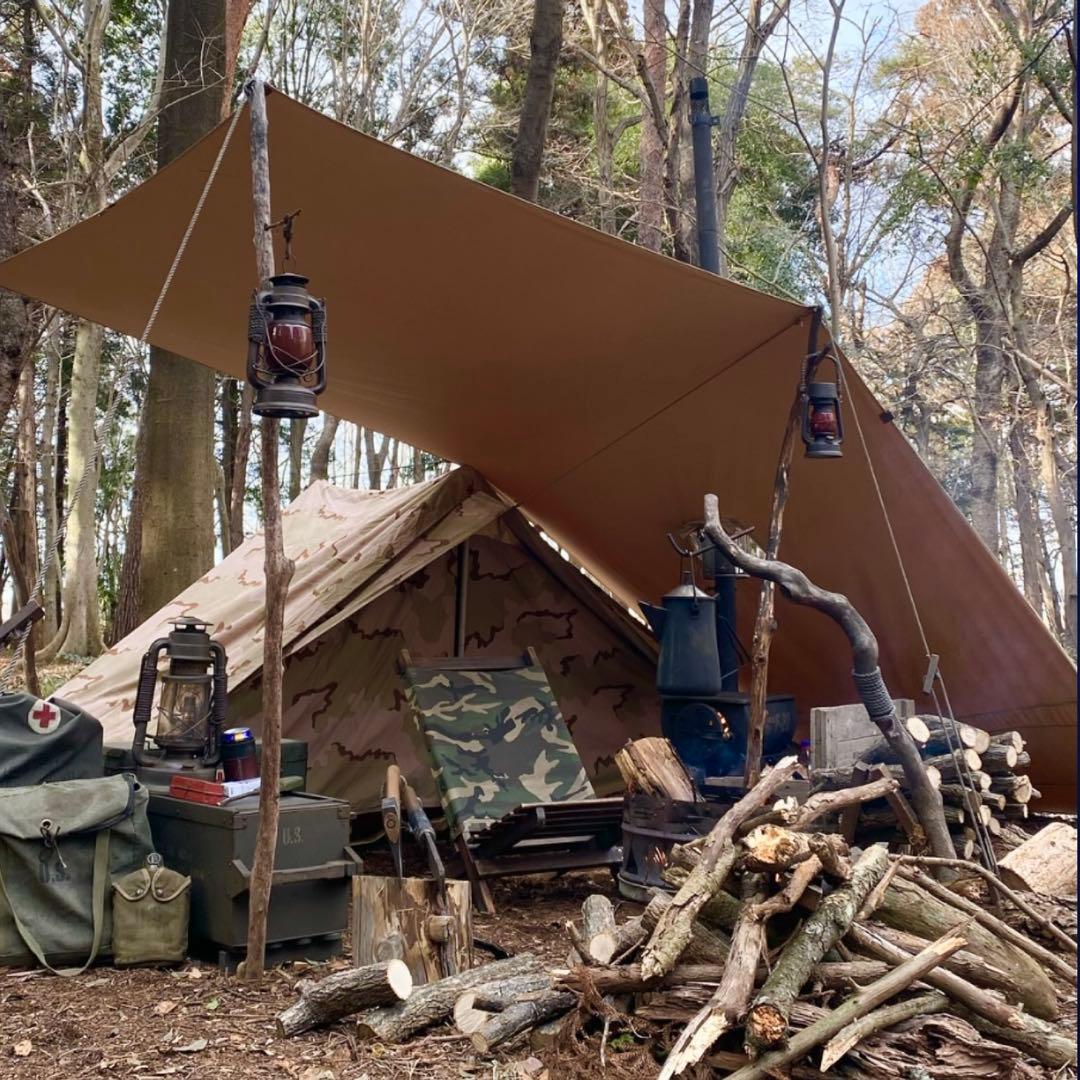 ダッチアーミーテント デジタルカモ柄専用タープ付き 軍幕、タープ、、軍物放出