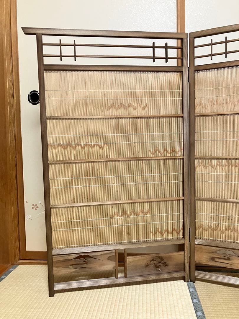お値下げ　簾戸　衝立　漆塗り　ビンテージ　もう作れない　明治時代　建具