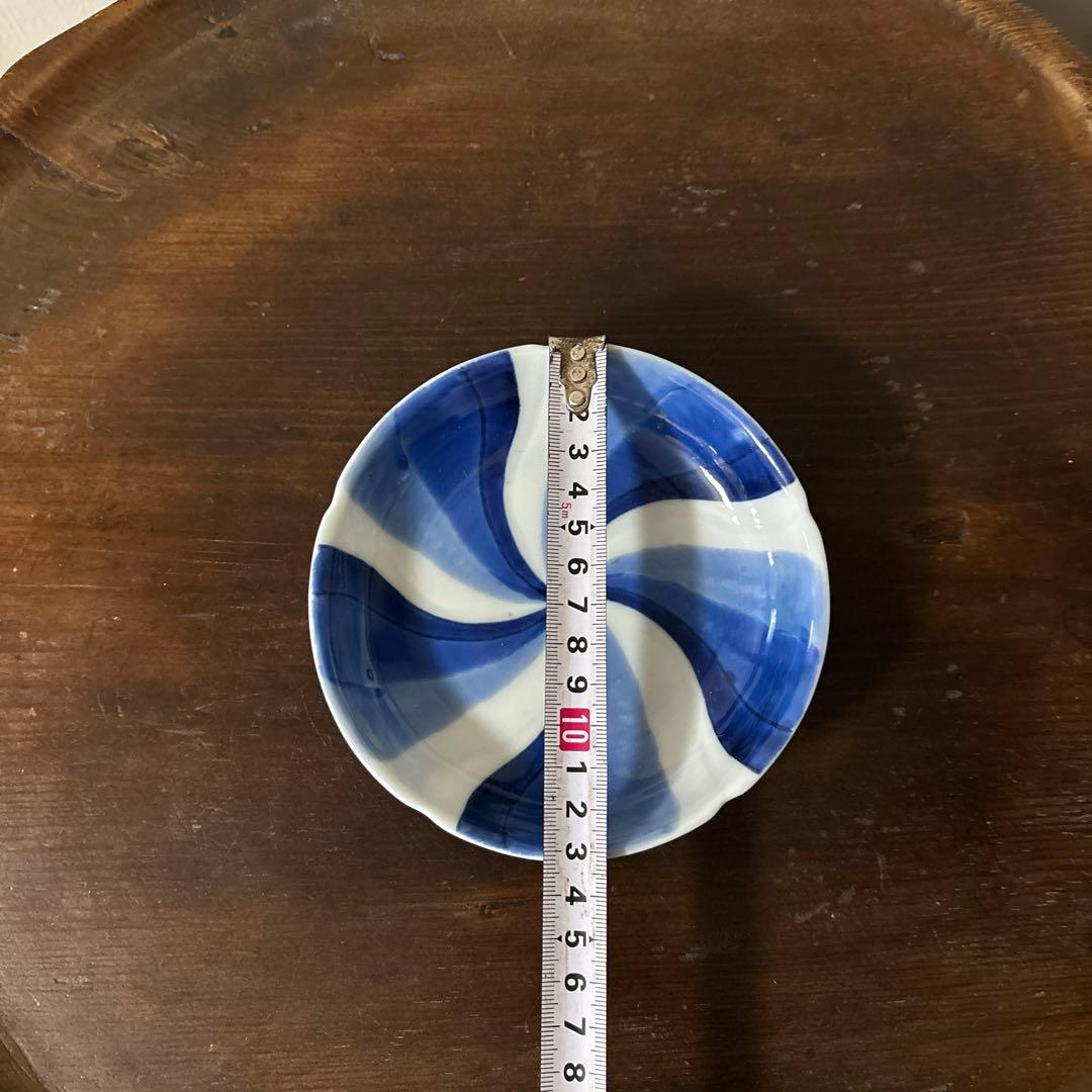 古伊万里染付捻り文皿　2点　江戸明治　アンティーク　酒器　白洲正子　白磁　検李朝