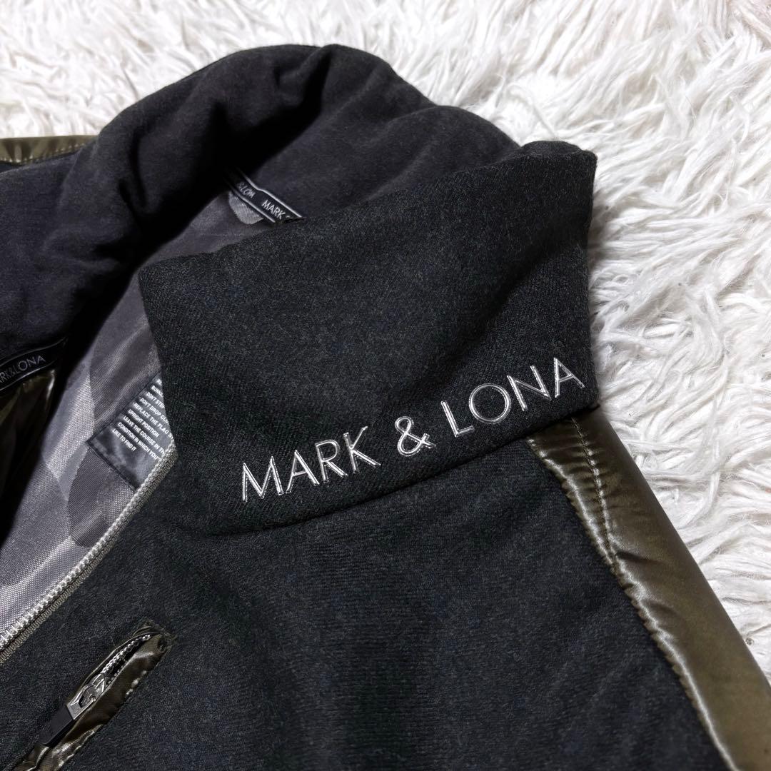 【美品】マーク&ロナ　中綿ダウンジャケット　カーキ×ダークグレー　M