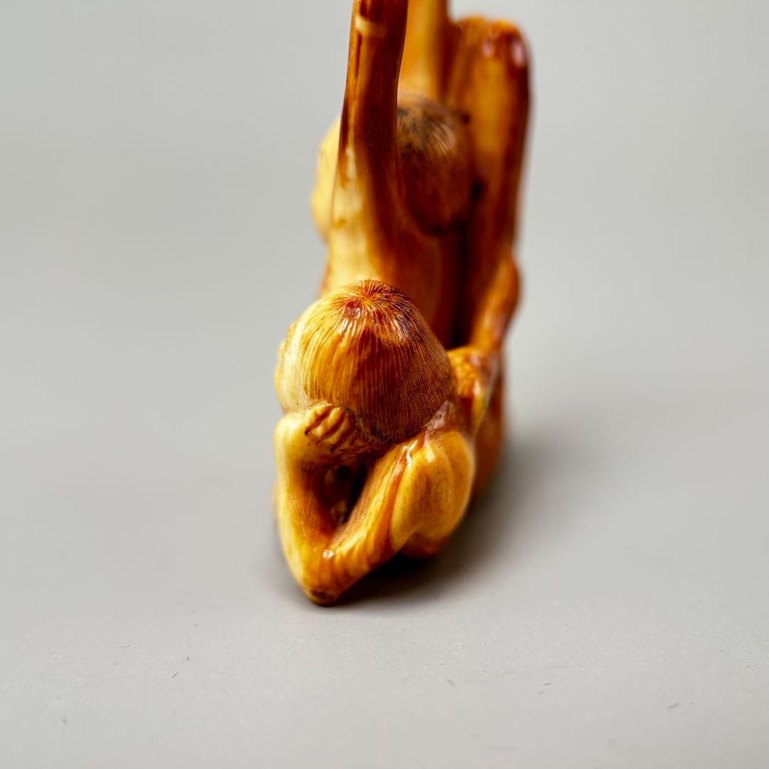 人物像 彫刻 彫刻極上根付天然素材アンティーク骨董飾り物古美術置物細密細工