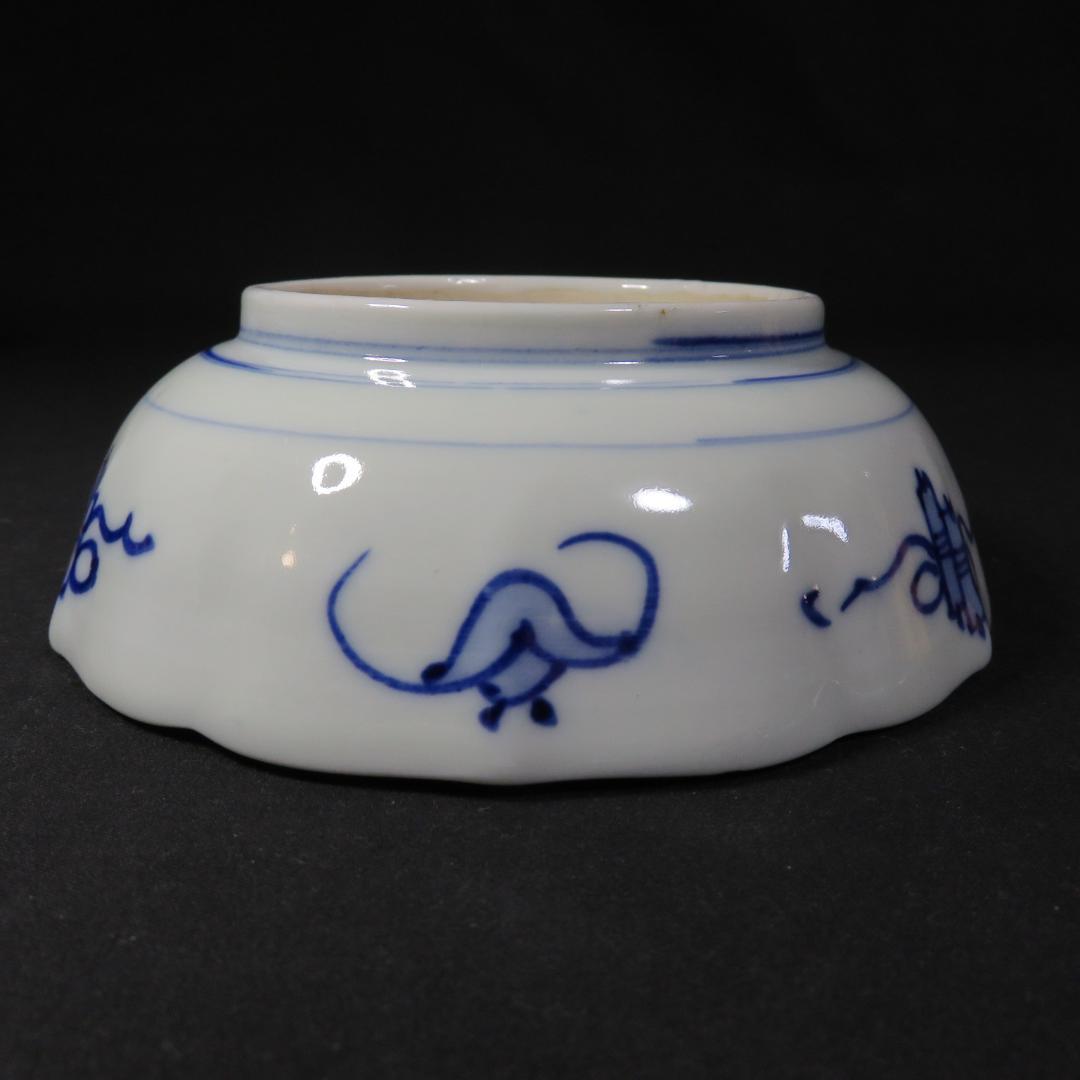 なます皿 5枚 金彩 色絵付 蝙蝠 コウモリ 窯 歪み 明治 大正