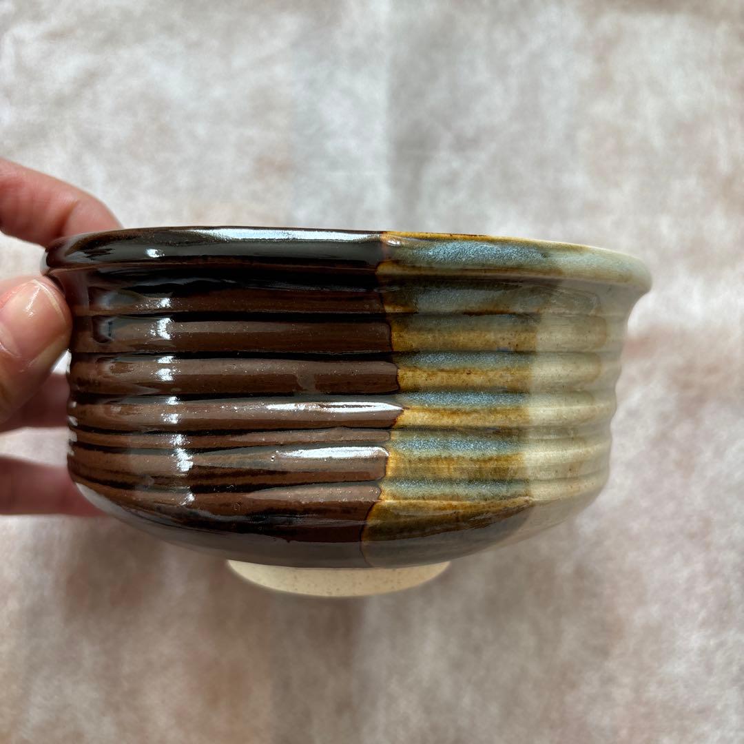 茶道具　茶碗　膳所焼　沓形　変形 陽炎園