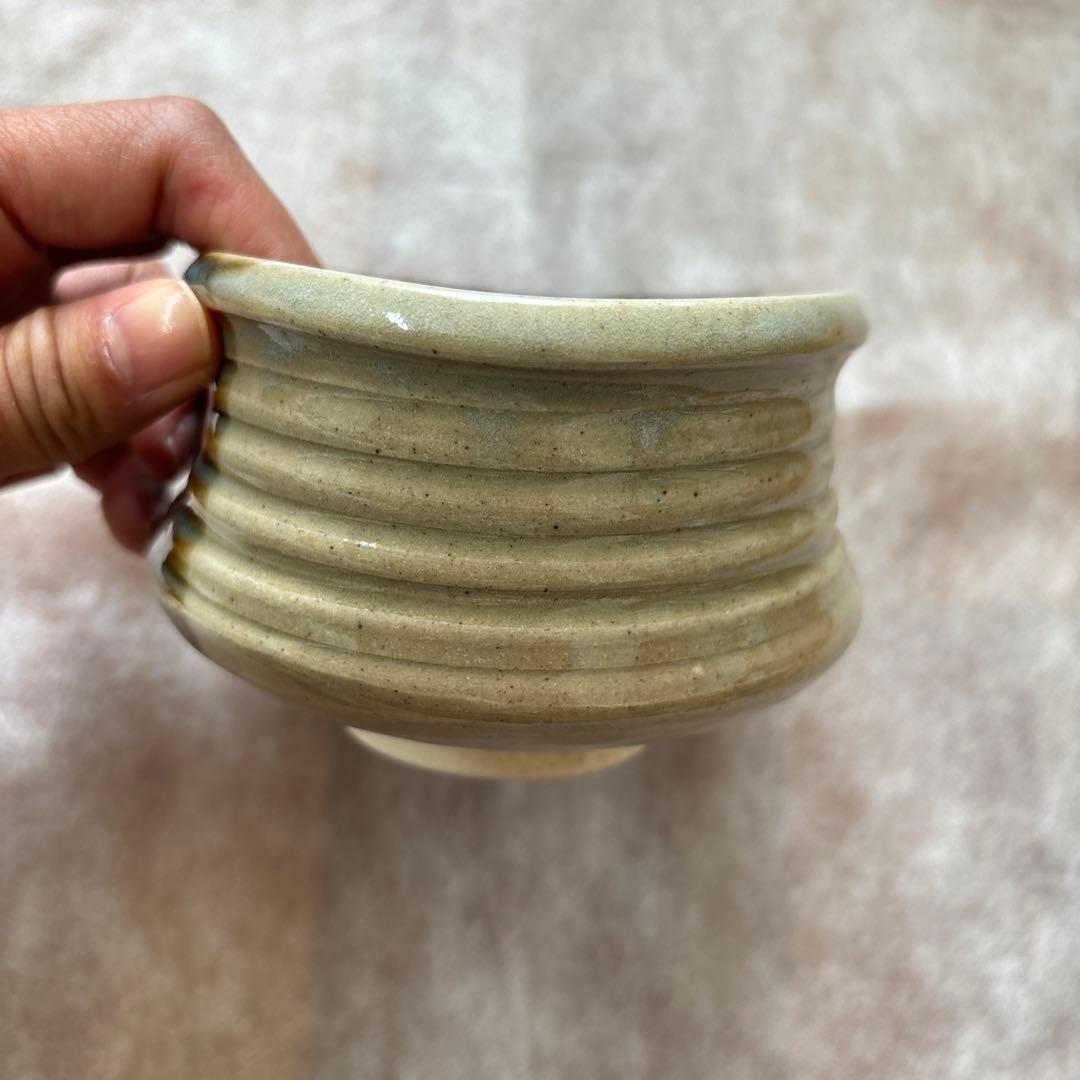 茶道具　茶碗　膳所焼　沓形　変形 陽炎園