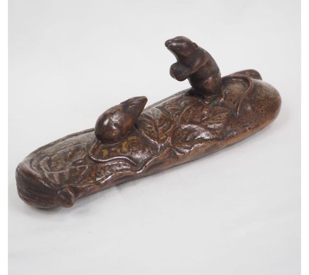 送料無料　江戸～明治　備前焼置物　陶印あり　秀逸作