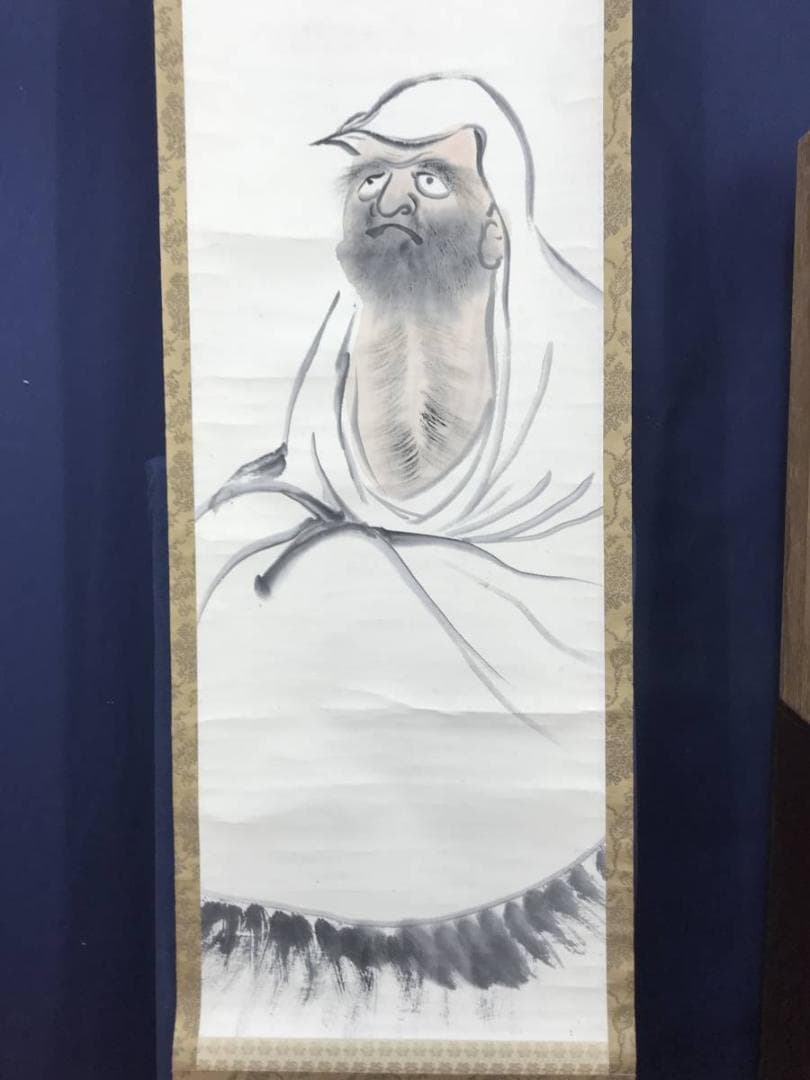 【真作】橋本独山/達磨画賛/ダルマ図/掛軸/名家伝来/AC-488